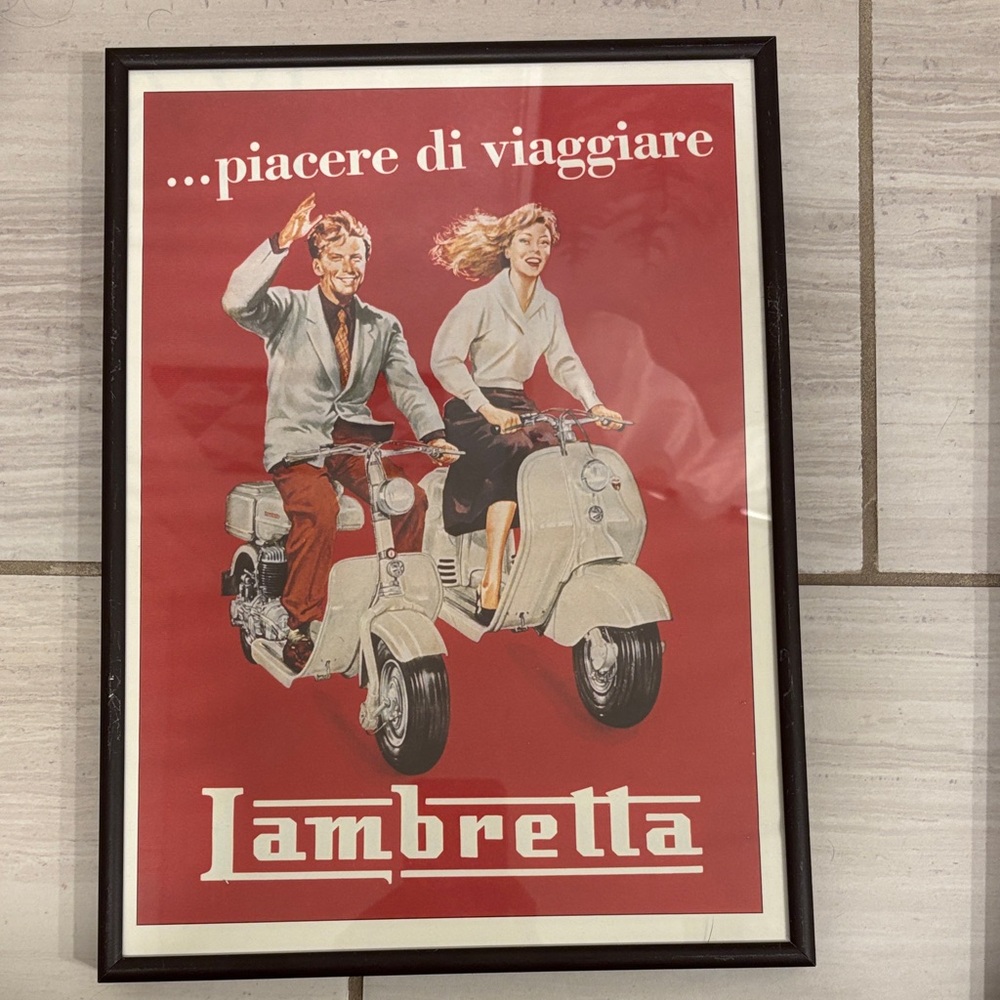 Lambretta Vintage Art Print with Black Frame